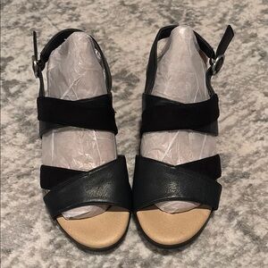 Black Leather Women's Sandals